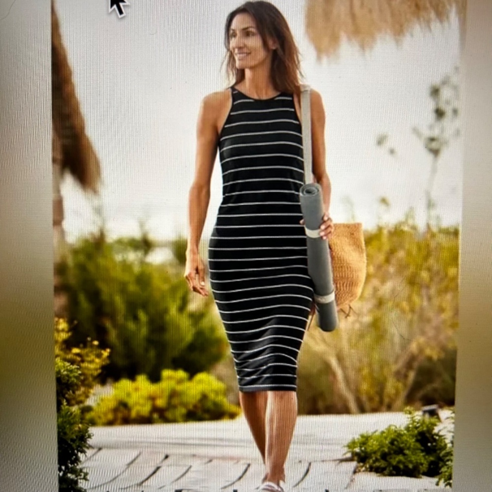 ATHLETA STRIPED MIDI DRESS